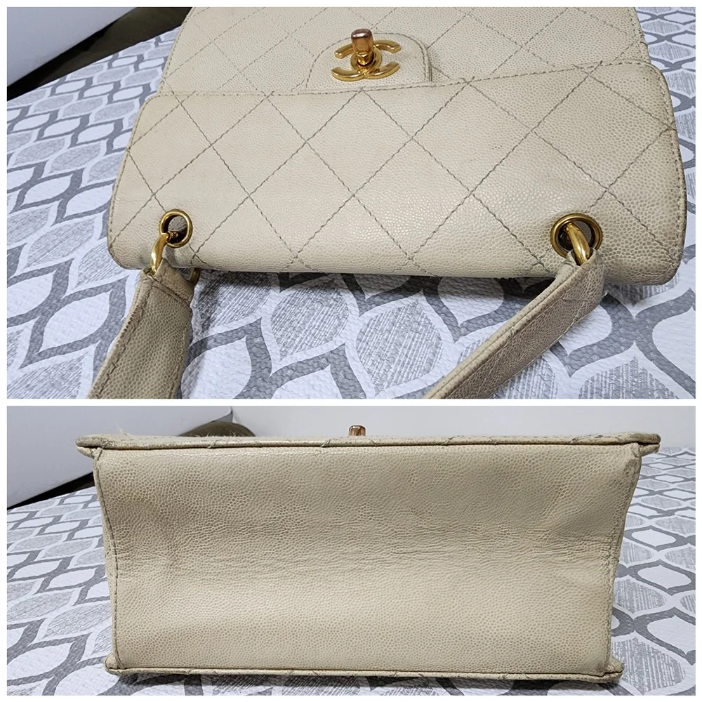 Chanel Vintage Classic Single Flap Bag Cream
